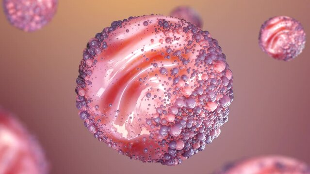 Spot biology random come on ball skin abstract.Acne and pimple from bacteria..3D rendering beauty conceptual.