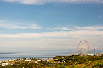 Distant view of Osaka city from Awaji island in Hyogo, Japan