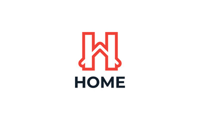 Obraz premium Letter H and Home Logo Concept sign icon symbol Design Line Art Style. House, Realtor, Mortgage, Real Estate Logotype. Vector illustration template