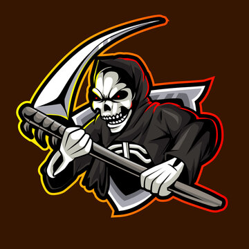 skull reaper mascot e sport logo illustration
