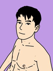 Fototapeta premium cute man cartoon on purple background