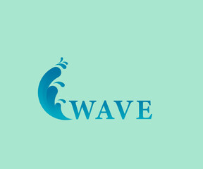 Fototapeta premium blue wave logo design vector illustration