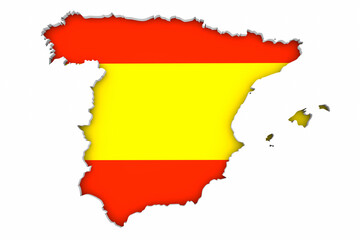 Spain Country Map Flag National Spanish Pride Background 3d Illustration