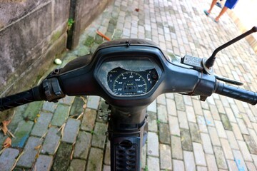 Bekasi, Indonesia, August 21, 2022; Honda supra motorcycle legend in Indonesia (supra bapak)