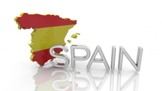 Spain Country Flag Map Name Travel Destination Background 3d Animation
