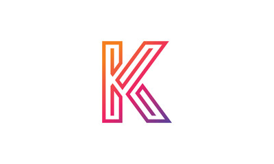 Letter K Business Logo Concept sign icon symbol Design Line Art Style. Vector illustration template