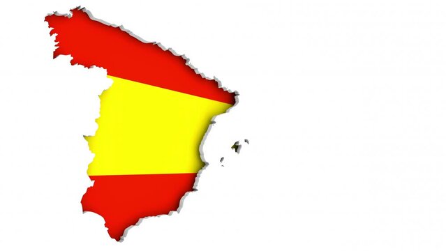 Spain Country Map Flag National Spanish Pride Background 3d Animation