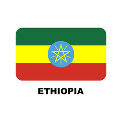 Oficial national flags of the world. Ethiopia country.  Design rectangular. Vector Isolated on a blank background which can be edited and changed colors.