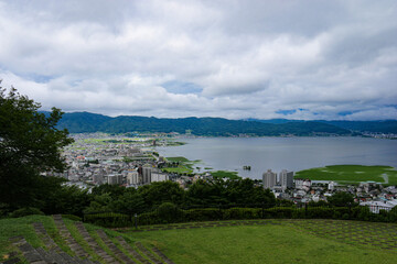 Fototapeta na wymiar 立石公園からの諏訪湖の絶景　長野県諏訪市　日本