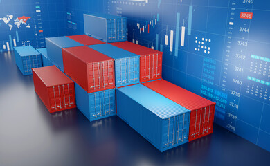 Containers box background, Cargo freight ship for import export business, 3d rendering