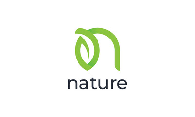 Letter N Green Leaf Logo Concept sign icon symbol Design. Herbal, Natural, Eco Logotype. Vector illustration template