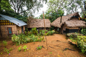 Fototapeta na wymiar Mawlynnong, a village in the East Khasi Hills district of the Meghalaya state in North East India. It is notable for its cleanliness & was chosen by Discover India magazine as Asia's cleanest village.