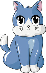 Blue small cat simple design animal cartoon
