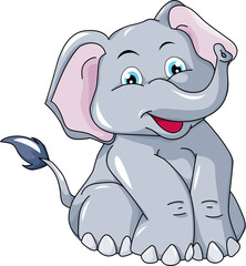 Cute gray elephant small design animal cartoon