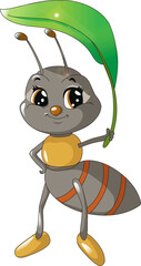 Cute little brown black ant design cartoon illustration