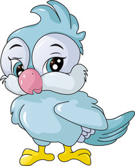 Cute blue bird smile design animal cartoon illustration