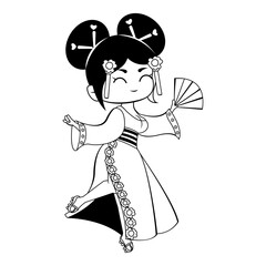 Isolated geisha kawaii tatoo vector illustration