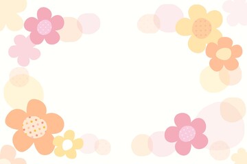 花のポップなフレーム 秋 春 ピンク オレンジ ひな祭り