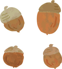 筆で描いたアウトラインがないドングリのイラスト