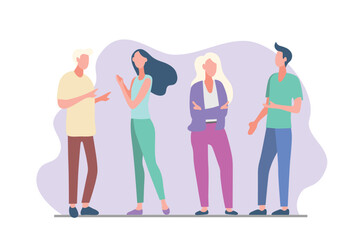 Group of young happy .Colorful vector illustration in flat color.