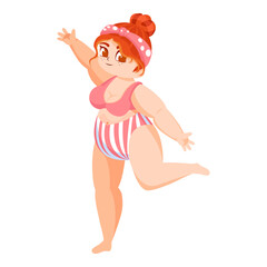 Isolated red hair body positive vector illustration