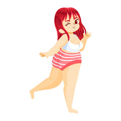 Isolated red hair body positive vector illustration