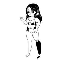 Isolated draw prothesys body positive vector illustration
