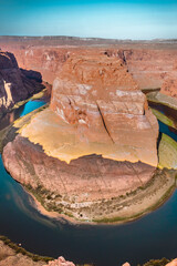 Horseshoe Bend red rock cliffs and Colorado river view at Grand Canyon in northern Arizona desert