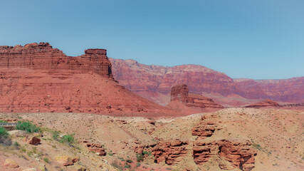 The red rock mountains and formations of Vermilion Cliffs in northern Arizona and Utah desert
