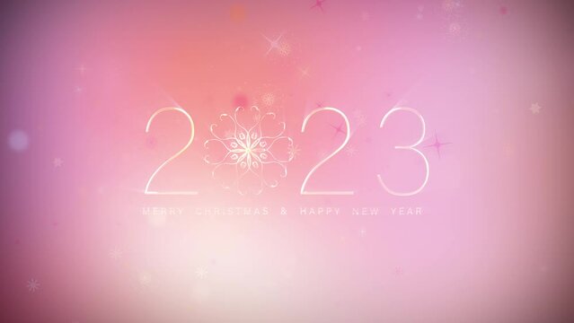 2023 Merry Christmas and Happy New Year golden text light glowing effect Cinematic animation with beautiful pastel titl