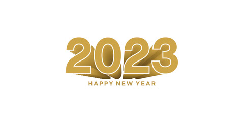 3d design happy new year 2023 in gold color