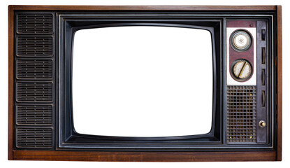 Old television isolated for design