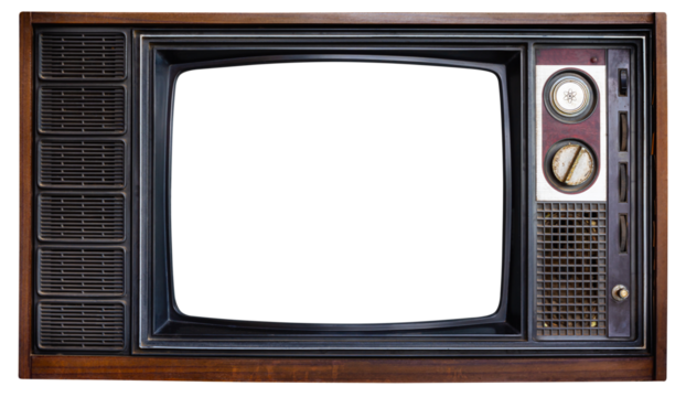 Old television isolated for design