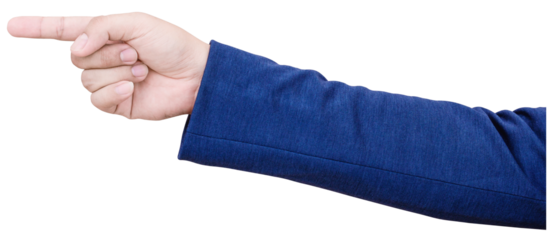 Businessman in suit pointing with his finger isolated