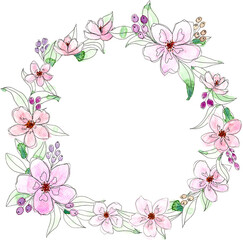 Flower Watercolor Wreaths Frame