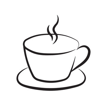 Black Line Cup of Coffee Icon Clipart Vector for International Coffee Day