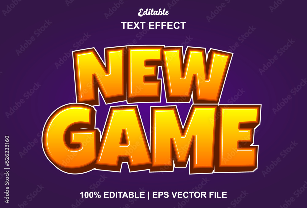 Fototapete new game text effect with green color 3d style.