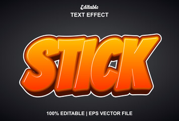 stick text effect with orange color 3d style.