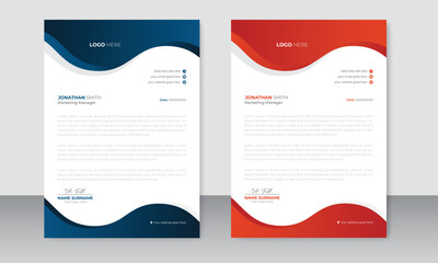 Modern corporate company business letterhead template design or layout abstract presentation flyer poster brochure page with 2 color variation