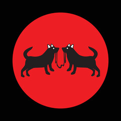 Two circle dog logo design 