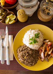 Pollo saltado con lentejas sauted chicken with lentils peruvian gourmet restaurant comfort food