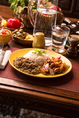 Pollo saltado con lentejas sauted chicken with lentils peruvian gourmet restaurant comfort food