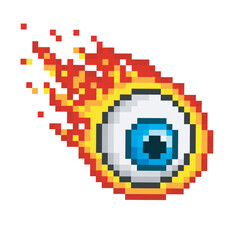 Naklejka premium illustration eye with flames, pixel cartoon vector