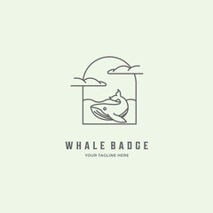 whale line art sea wave minimalist logo design icon