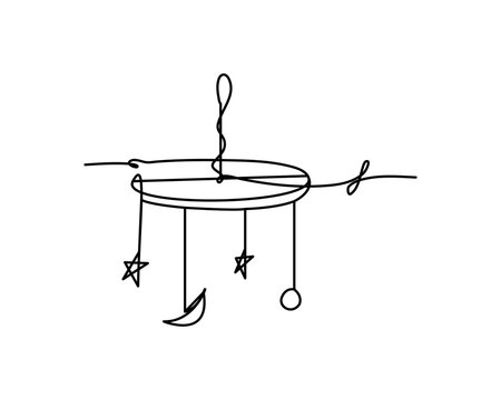 recommend clip art: One line continuous of baby hanging toys. Minimalist style vector illustration in white background.