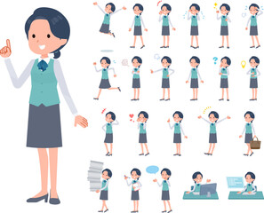 Obraz premium 様々な感情表現をする事務員女性のセット