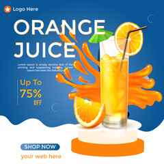 Special Orang Juice  Fruit Drink Social Media Post Banner Design template