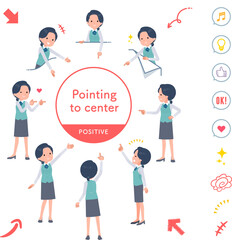 色々な方向を指差す事務員女性のセット