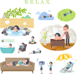 リラックスに関する事務員女性のセット