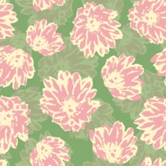 Foto op Aluminium seamless plants pattern background with doodle hand drawn flowers , greeting card or fabric © MYMNY